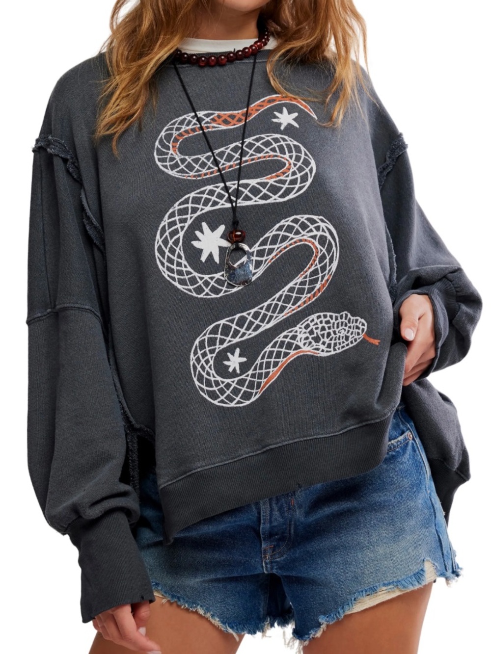 We the Free Camden Oversized Snake Pullover. Size Medium